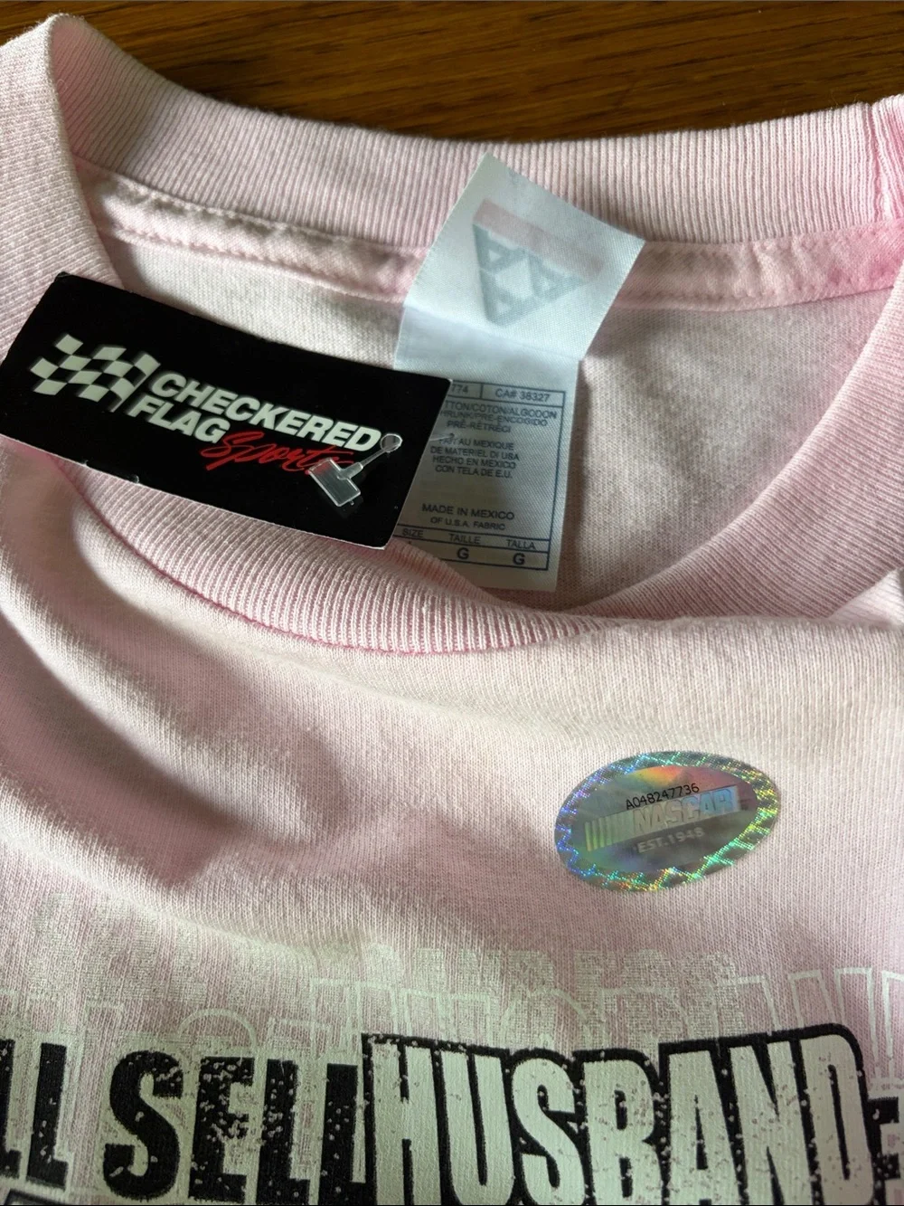 Nascar Light Pink Short Sleeve Tee with Black Graphic Arrow - Picture 6 of 9